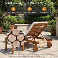 Tangkula Folding Patio Eucalyptus Wood Chaise Lounge with 5-Level Adjustable Backrest (1/2)