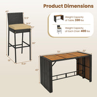Ensemble de bar extérieur Tangkula 7 pièces avec 6 chaises rembourrées