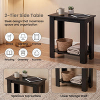 Tangkula 2-Tier Wooden Narrow End Table