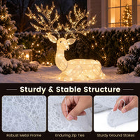 Tangkula Christmas Lighted Kneeling Reindeer for Yard Lawn Patio Garden