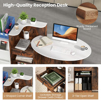 Tangkula Reception Desk, Front Counter Desk with Lockable Drawers