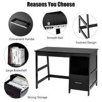 47.5" Computer Desk with 2 Storage Drawers, Small Computer Table Study Writing Desk
