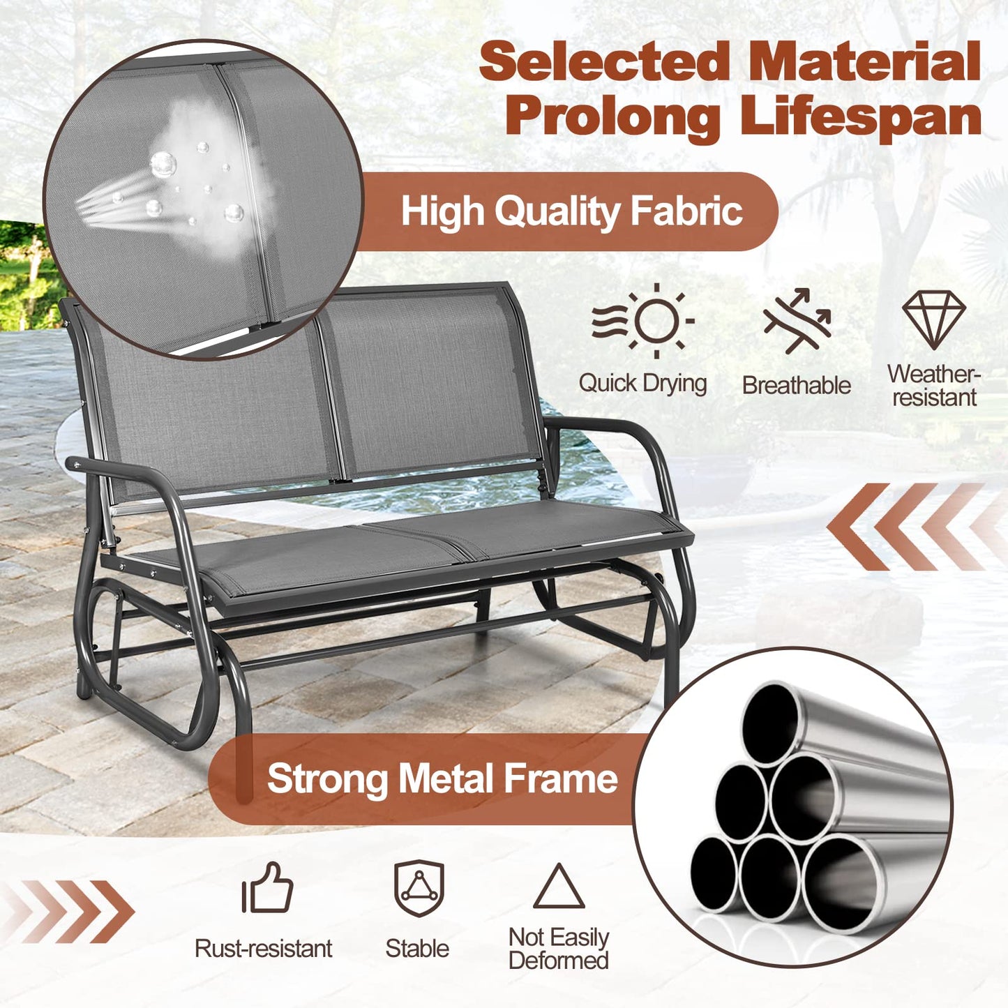 2-Person Patio Glider - Tangkula