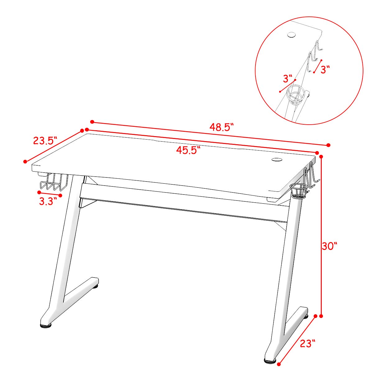 Tangkula Gaming Desk, Z Shaped Ergonomic Gaming Computer Desk