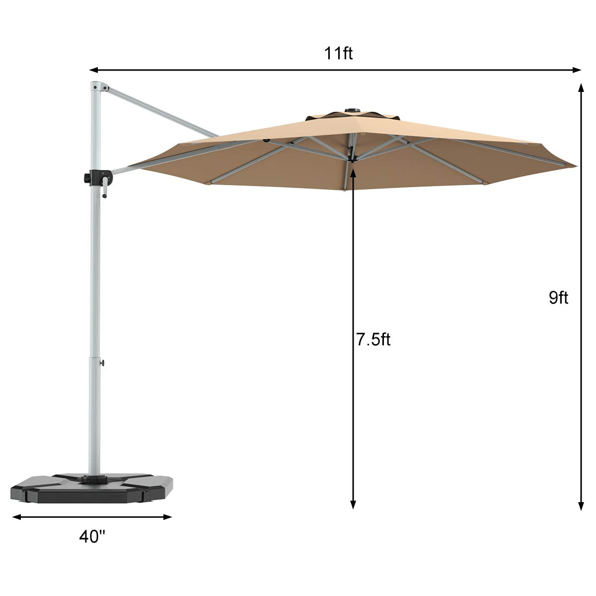 Tangkula 11ft Patio Cantilever Umbrella