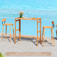 Table de bar pliante d'extérieur en bois d'acacia Tangkula