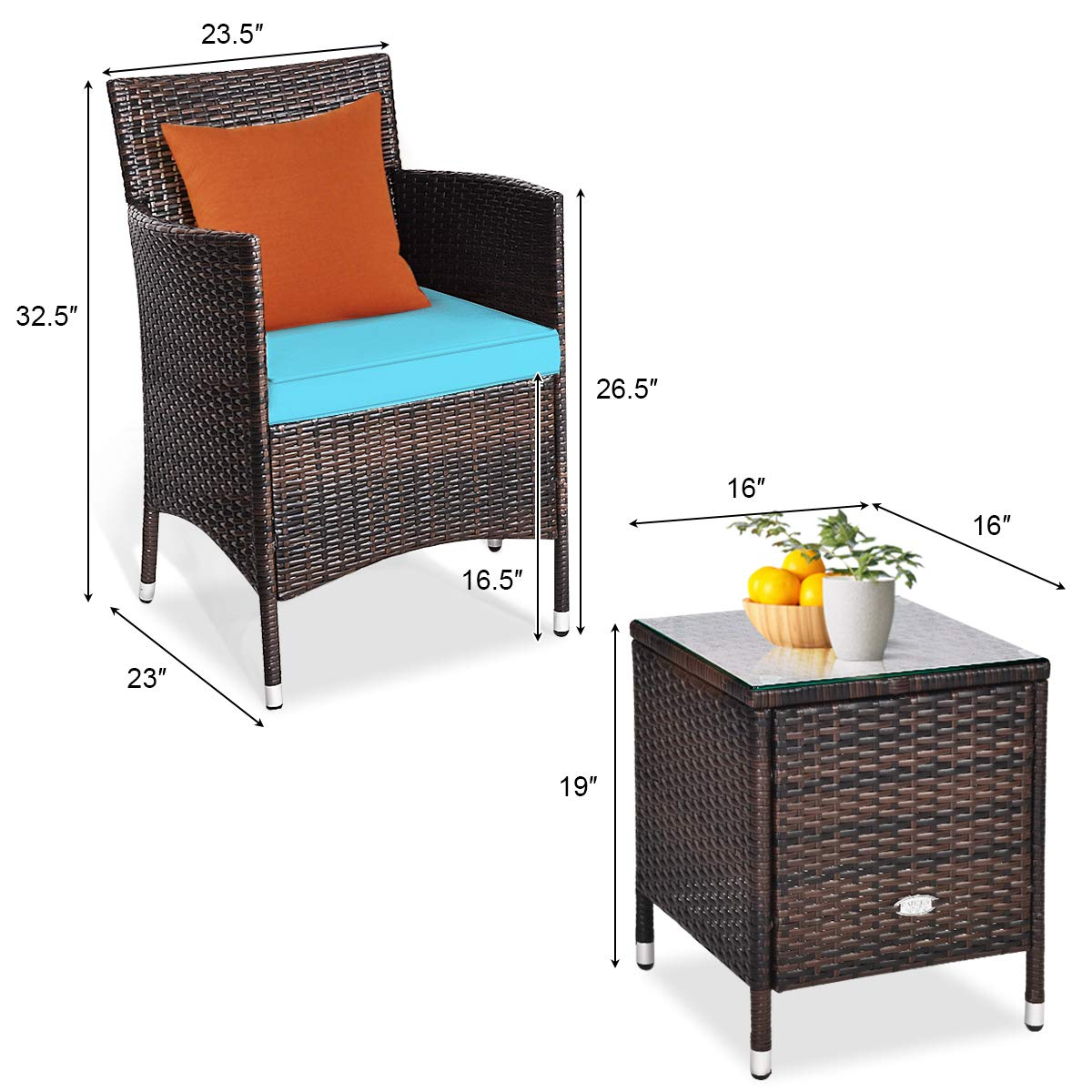 Outdoor Wicker Rattan Conversation Set - Tangkula