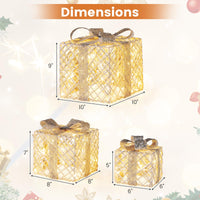 Tangkukla 3 Pack Christmas Lighted Gift Box, Pre-Lit Festive Boxes w/ 50 LED Lights