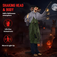 Tangkula Halloween Animated Standing Zombie Holding Knife with Glowing Eyes