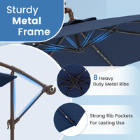 Tangkula 10FT Hanging Offset Umbrella with 32 LED Lights