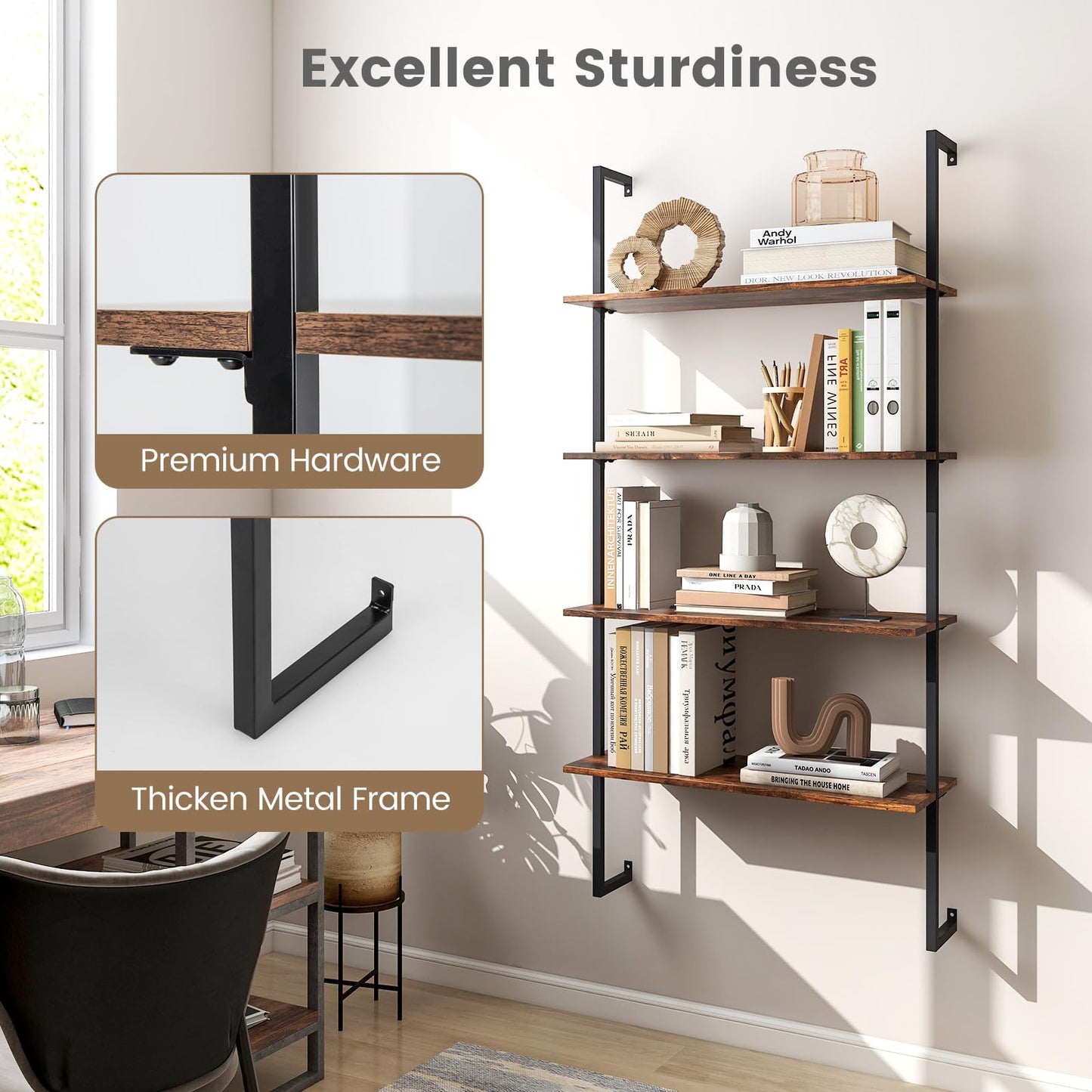 Tangkula 4-Tier Ladder Shelf Widened 30 Inch
