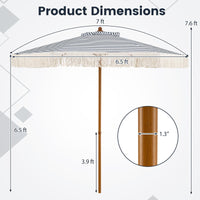 Tangkula 7Ft Patio Umbrella with Fringe 2-Tier Outdoor Boho Umbrella