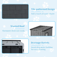 Niche pour chat Tangkula en plastique résistant aux intempéries avec 2 portes en PVC et toit en pente
