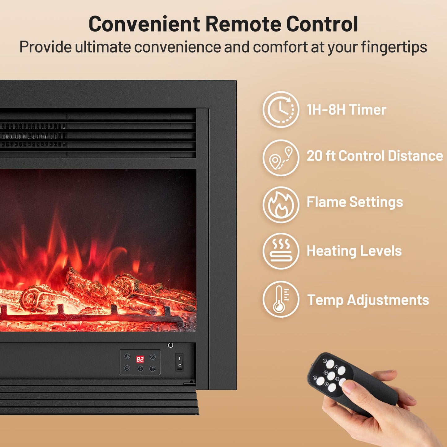 Tangkula 750W/1500W Recessed Fireplace Heater with Remote Control
