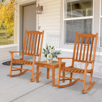 3 Piece Patio Rocking Bistro Set, 2 Rockers and 1 Coffee Table, Outdoor Rocking Chair Set
