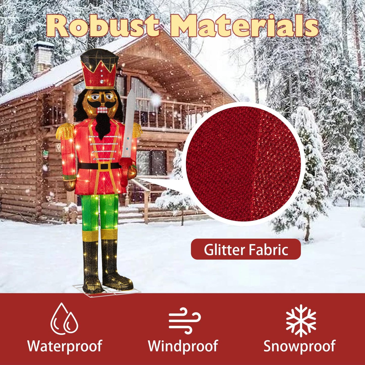 Tangkula 5 FT Lighted Christmas Nutcracker with Glitter Sword