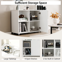 Tangkula Wood File Cabinet with Wheels, Mobile Storage Cabinet with 6 Compartments