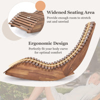 Chaise à bascule d'extérieur Tangkula en bois d'acacia, fauteuil à bascule de véranda avec siège à lattes élargi et dossier haut