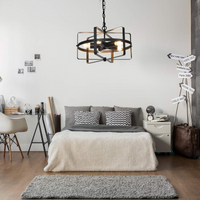 Tangkula 5 Lights Chandelier, Industrial Style Drum Shape Round Ceiling Lamp with Adjustable Hanging Chain & 5 E26 Lamp Holders