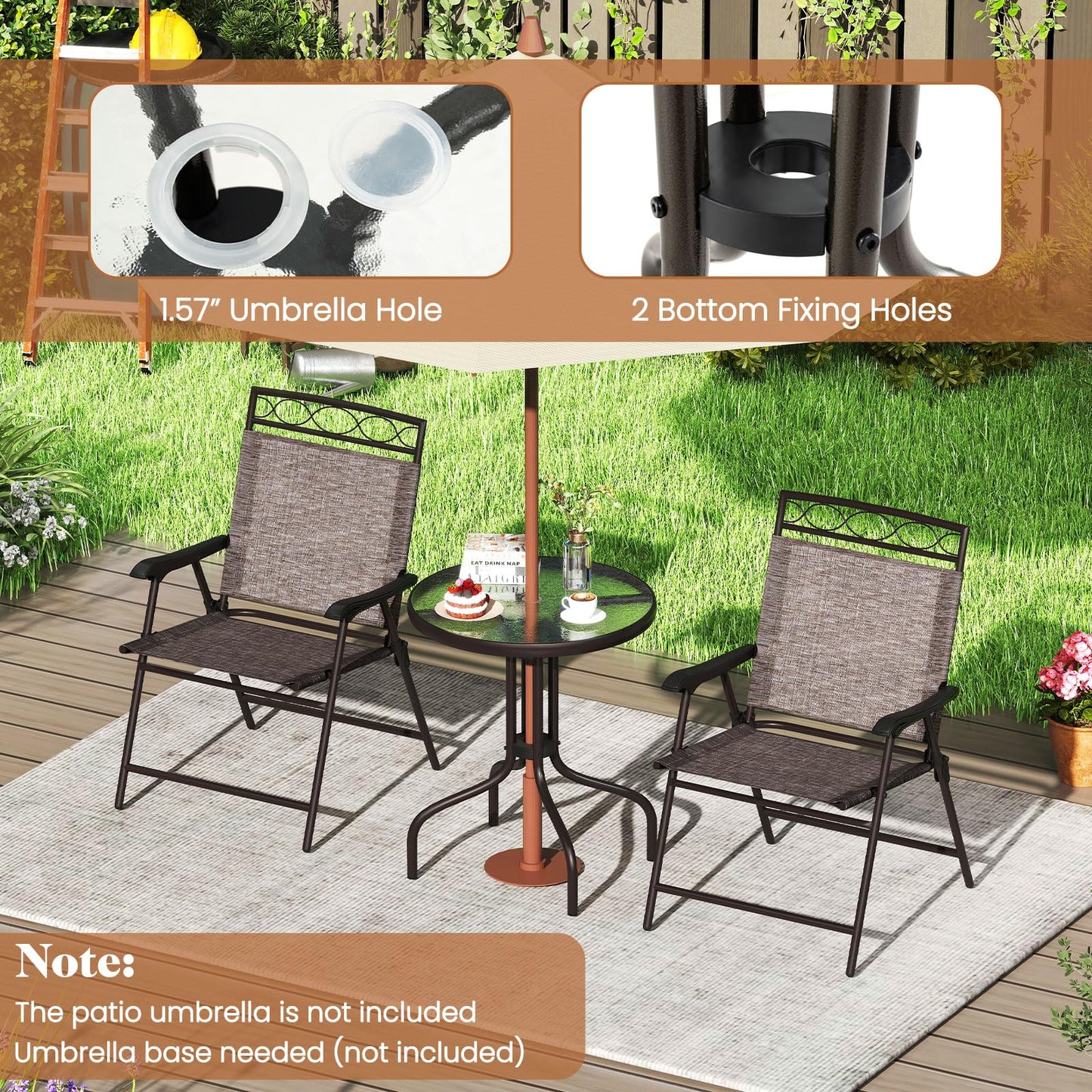 Tangkula 3 Piece Outdoor Bistro Set（Wave Backrest）