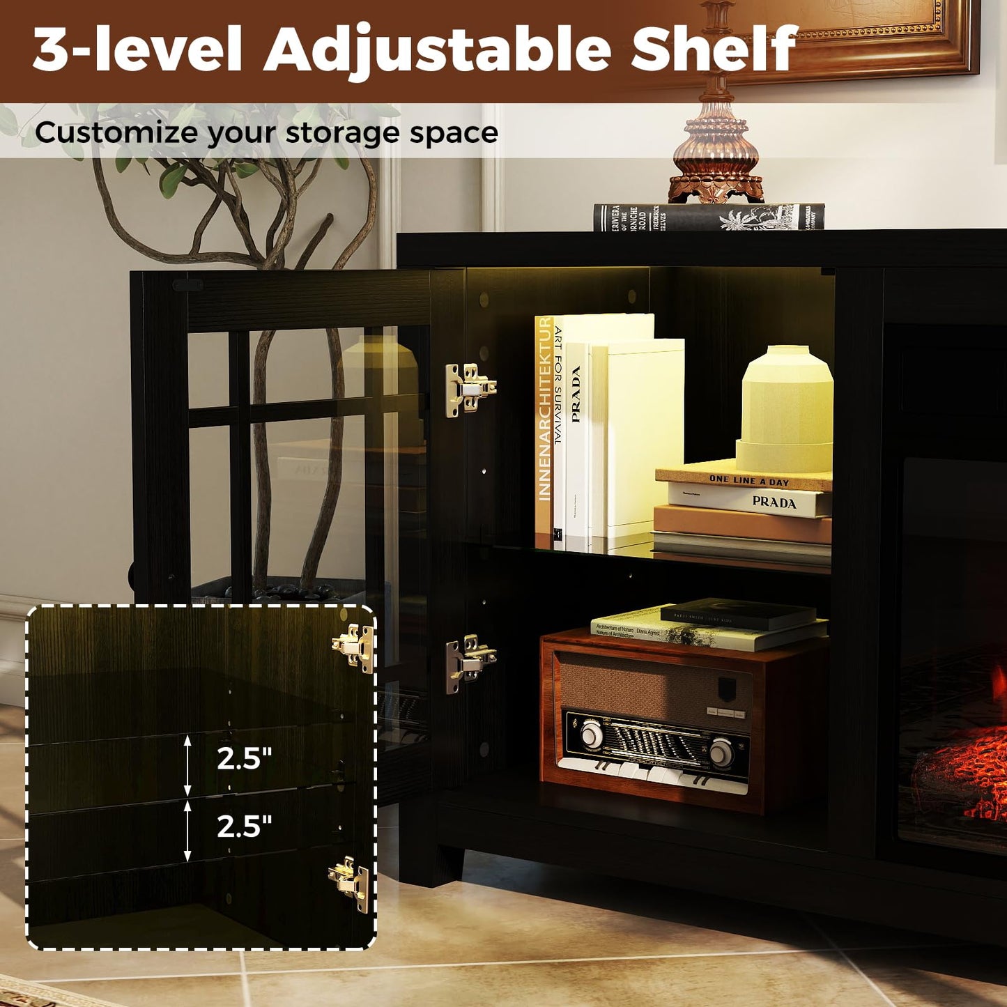 Tangkula 58" LED Fireplace TV Stand for TVs up to 65"