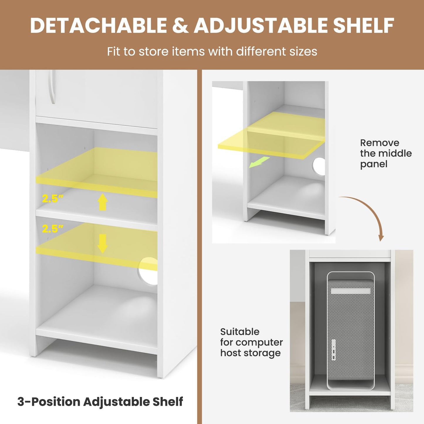 Bureau d'ordinateur Tangkula avec étagère pour chambre à coucher