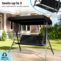 Tangkula 3 Person Wicker Porch Swing for Backyard