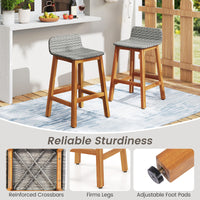 Tangkula Solid Acacia Wood Bar Stools Set