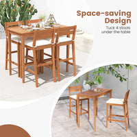 Tangkula Outdoor Eucalyptus Wood Bar Table