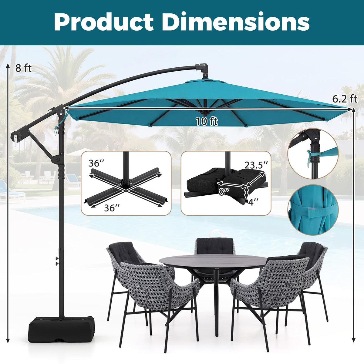 Tangkula 10ft Patio Umbrella with Base Included