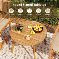 Tangkula Table d'appoint d'extérieur de 24,5 pouces en bois d'acacia, table de bistrot ronde d'appoint pour terrasse