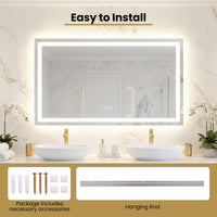Tangkula 45" x 28" Miroir de salle de bain mural à LED avec lumières dimmables 3 couleurs