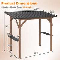 Tangkula Cedar Wood 8.6 FT x 5 FT Grill Gazebo | Barbecue Gazebo