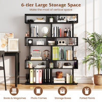 Tangkula 6 Tier S Shaped Bookshelf for Study