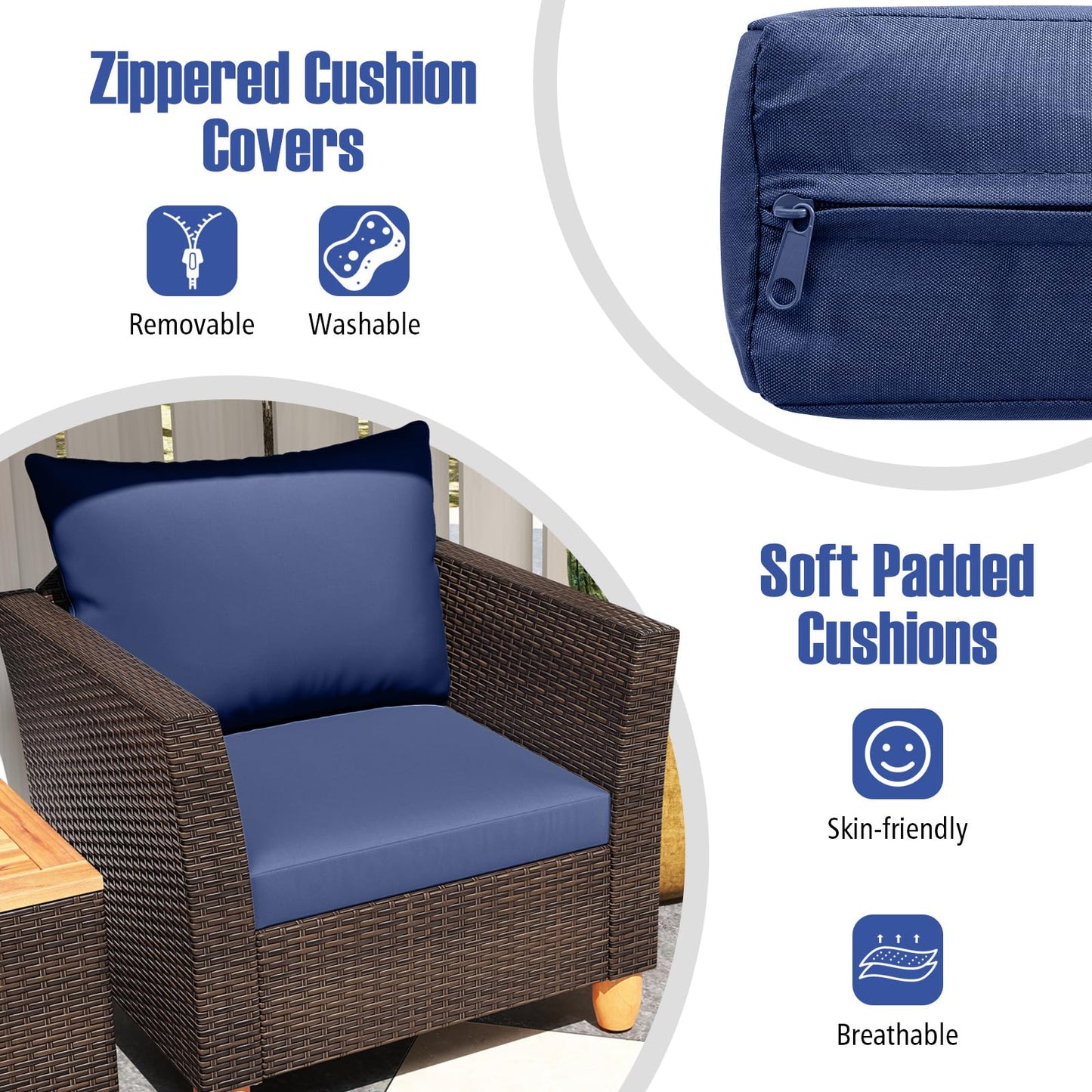 Tangkula  Patiojoy Outdoor PE Wicker Bistro Set