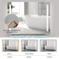 Tangkula 80CMx60CM LED Bathroom Mirror with Steplessly Adjustable Brightness