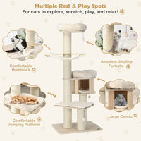 Tangkula Modern Cat Tree with Sisal Posts for Indoor Large Cats
