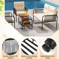 Tangkula Patio Furniture Set PE Rattan Sofa Chairs（4/8）