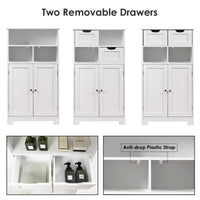 Tangkula Bathroom Floor Cabinet, Storage Cabinet w/One Open Shelf Two Doors and Two Adjustable Drawers, Standing Cupboard for Kitchen