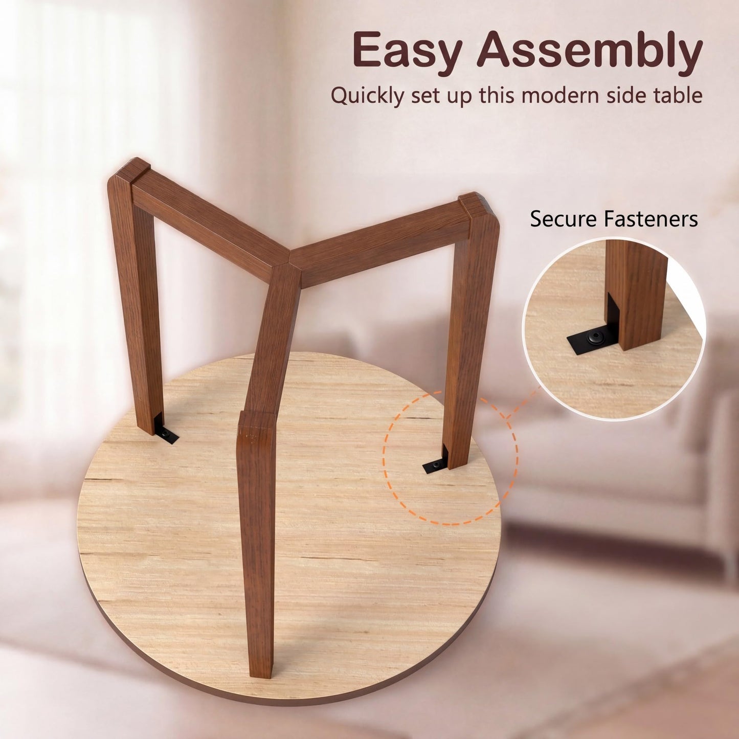 Tangkula Farmhouse 22.5" Round End Table with Solid Rubber Wood Legs (1/2)