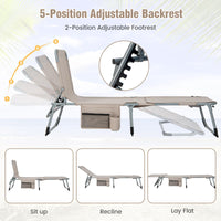 Tangkula Tanning Chair, Outdoor Folding Beach Lounge Chair with Face Hole