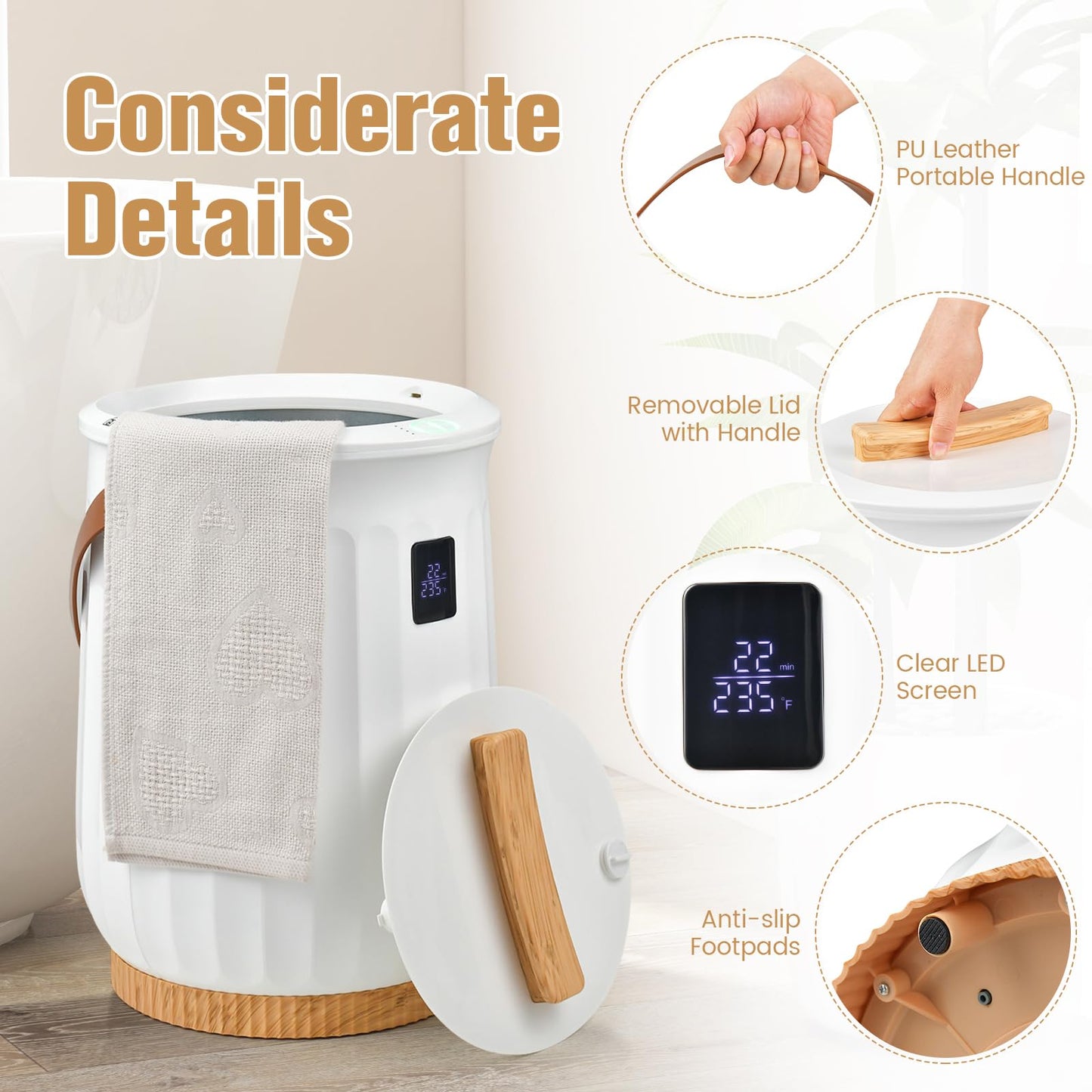 Tangkula Towel Warmer Bucket 20L Towel Warmer w/LED Display