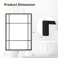 Tangkula Miroir de fenêtre rectangulaire 28" x 40", miroir moderne à 3 couches avec cadre métallique