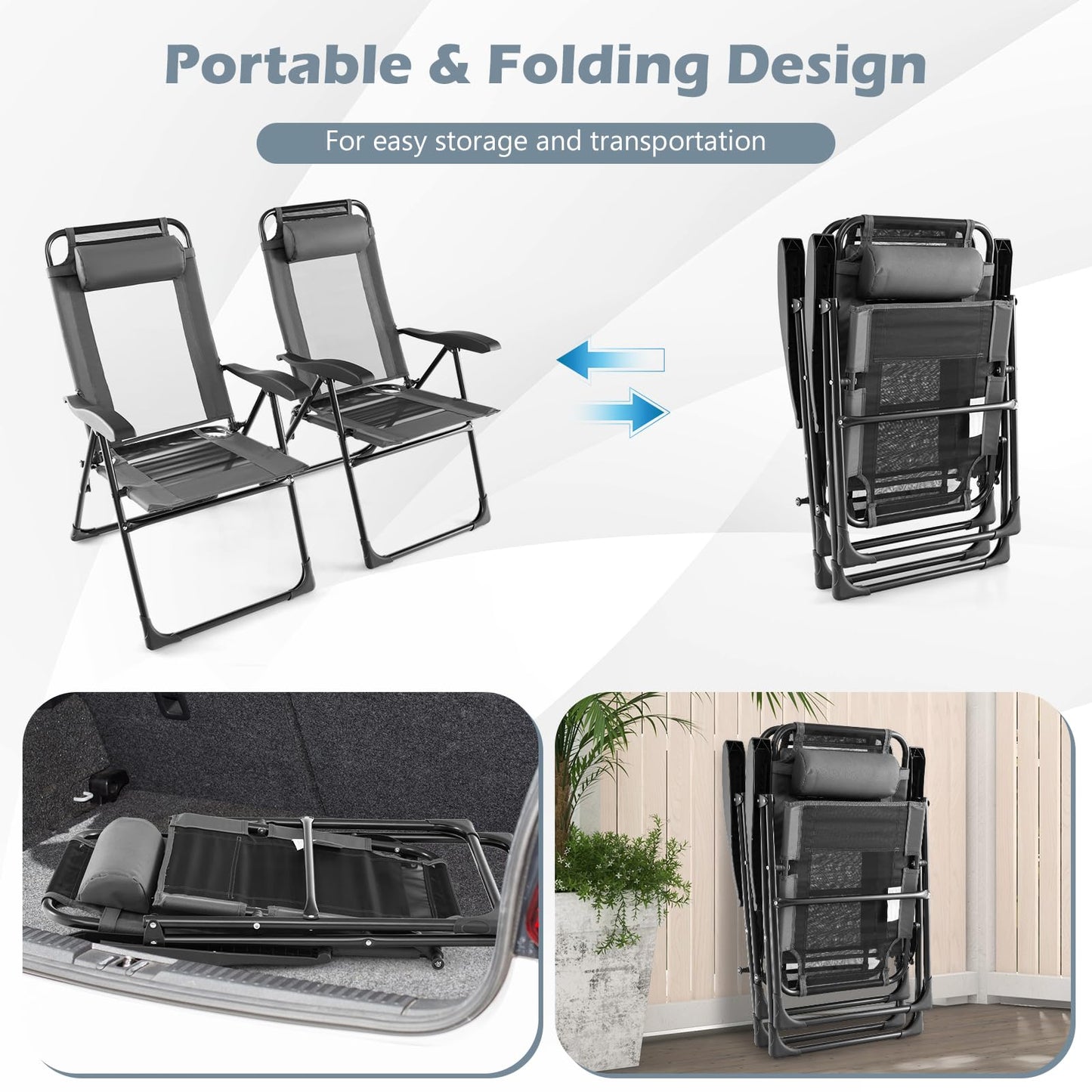Tangkula Folding Patio Chairs Set