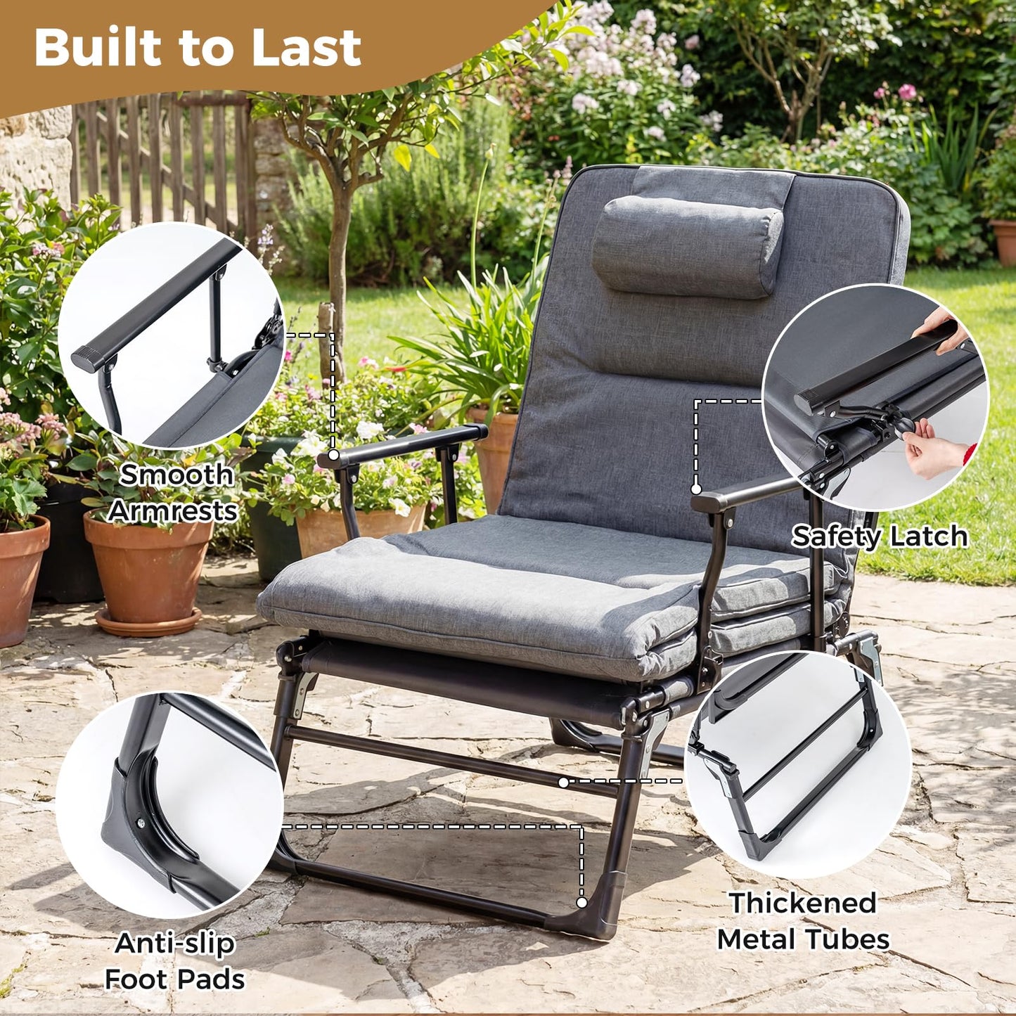 Tangkula Lounge Chair Outdoor with Cushion