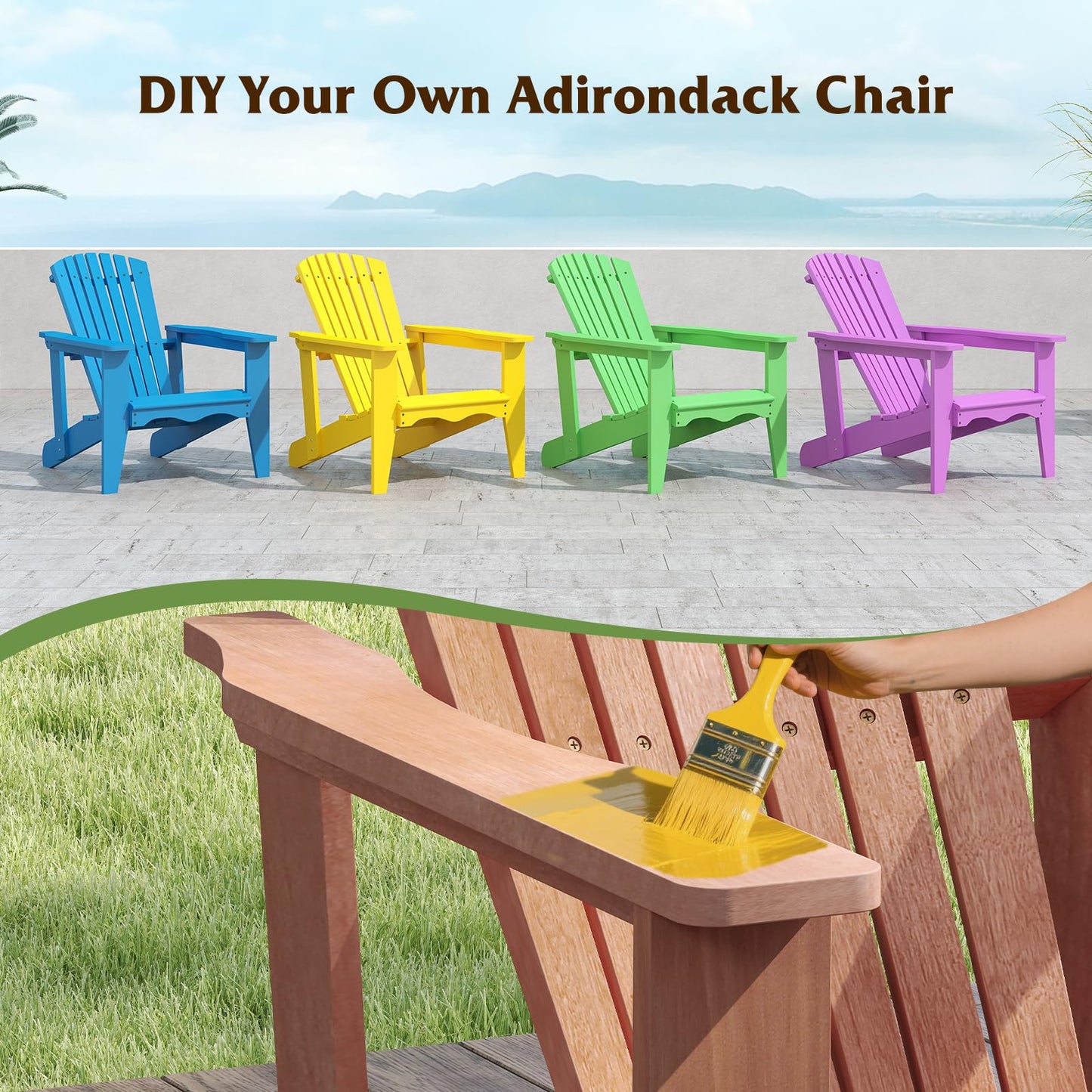 Tangkula Adirondack Chair | Solid Wood Garden Chair with High Backrest (1/2/4)