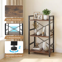 Tangkula 16.5" Width Wooden Open Bookcase with Metal Frame