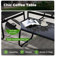 Tangkula 4/8 Piece Patio Furniture Set with Mesh Seat Fabric & Tempered Glass Tabletop