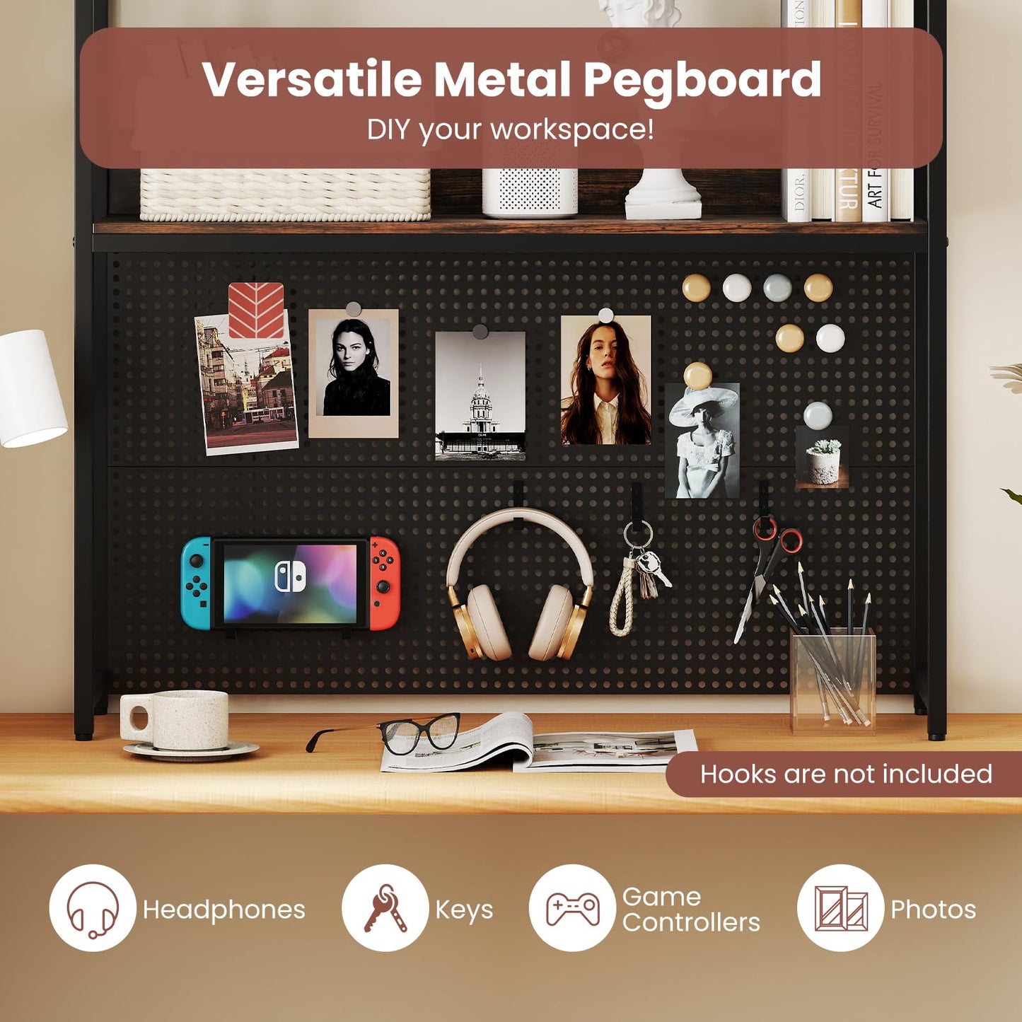 Tangkula Desktop Bookshelf, Multipurpose 2-Tier Desk
