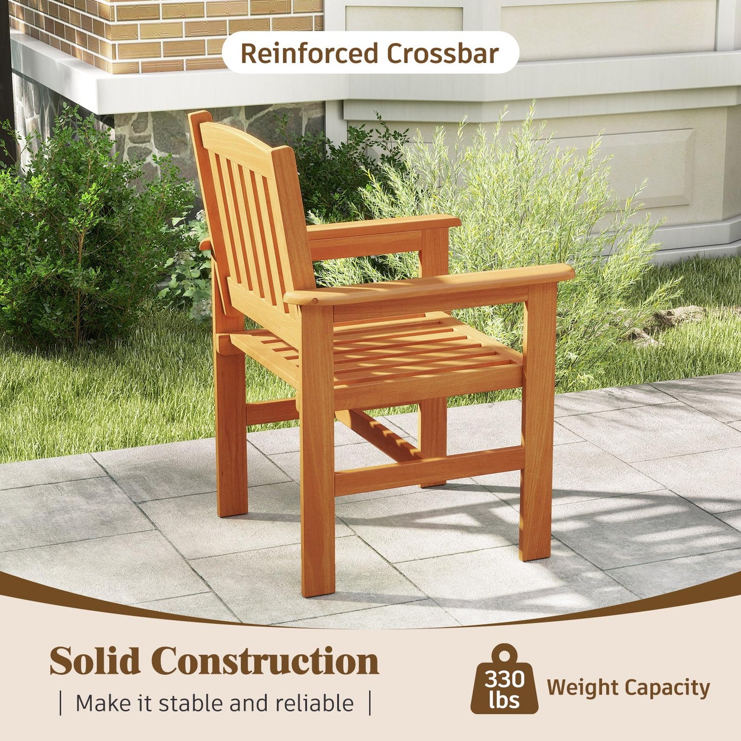Tangkula Patio Chairs Set Outdoor Wooden Dining Chairs